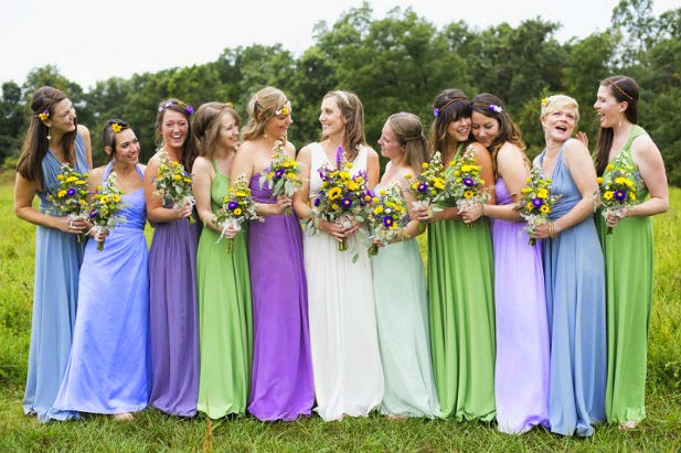purple and green bridesmaid dresses