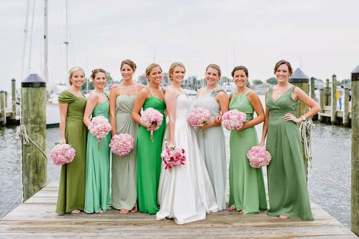 shades of green bridesmaid dresses