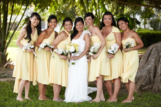 light yellow short bridesmaid dresses